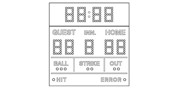 8'4.5" x 8'0.25" Baseball Scoreboard w/ Hit/Error Indicators