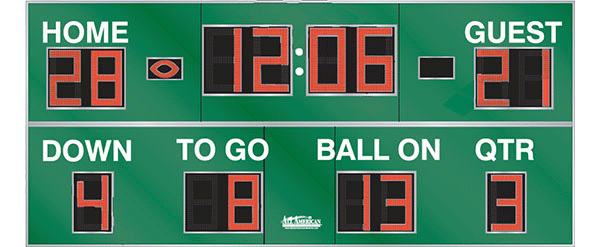 18'0" x 8'0" Football Scoreboard w/Track & Baseball Instructions