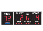 3'0" x 9'0" Baseball Scoreboard with 2 Digit Timer