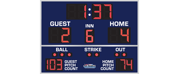 6'0" x 8'0" Basic Baseball Scoreboard with Timer and Pitch Count