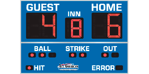 6'0" x 8'0" Basic Baseball Scoreboard with Hit/Error Indicators
