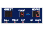 6'5" x 16'0" Basic Baseball Scoreboard with Hit/Error Indicators
