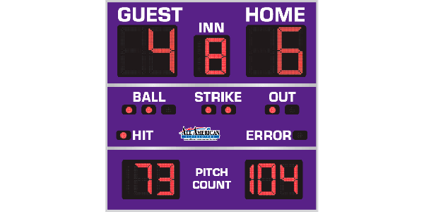8'0" x 8'0" Basic Baseball Scoreboard with Pitch Count, Hit/Error
