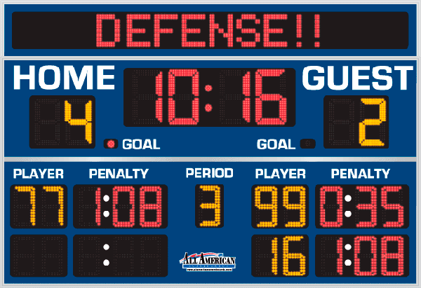 6'4"x9'0" Hockey Scoreboard with Penalties and LED EMC