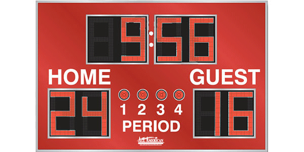 8'0" x 5'0" Multi-Sport Scoreboard w/1234 Indicators